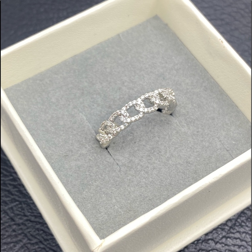 Pave CZ Cuban Link Ring - Picture 4 of 14